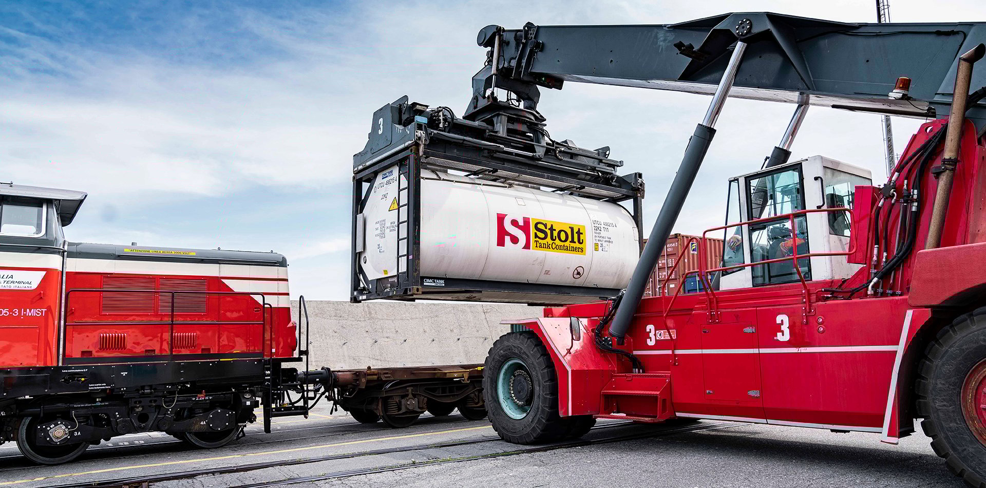 ISO tank container at rail terminal