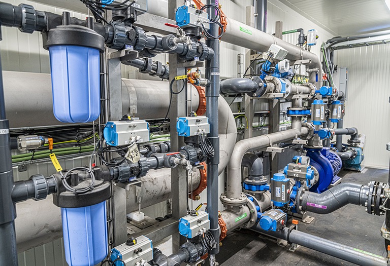 Wastewater filtration units in depot